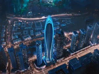 Новая высотная резиденция Mercedes Benz Residence с бассейнами в центре Downtown Dubai, ОАЭ