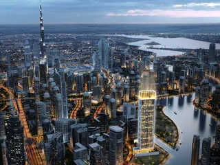 Новая высотная резиденция One by Binghatti с бассейнами и теннисным кортом в центральном районе Business Bay, Дубай, ОАЭ