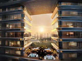 Новая высотная резиденция Sky Terraces с искусственным пляжем и ресторанами, Motor City, Дубай, ОАЭ