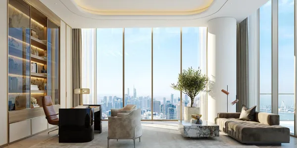 Эксклюзивные люксовые апартаменты Seahaven Sky c видом на пристань для яхт, море, острова, колесо обозрения, Dubai Marina, Дубай, ОАЭ