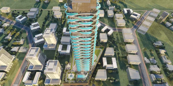 Новый высотный комплекс апартаментов с собственными бассейнами Volga Tower, JVT, Дубай, ОАЭ