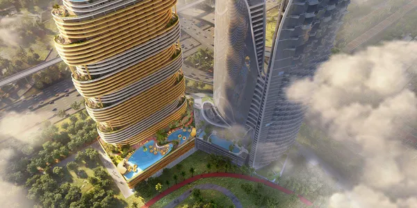 Новая высотная резиденция Sapphire с бассейнами, спа-центром и коворкингом рядом с каналом и автомагистралью, Al Safa, Дубай, ОАЭ