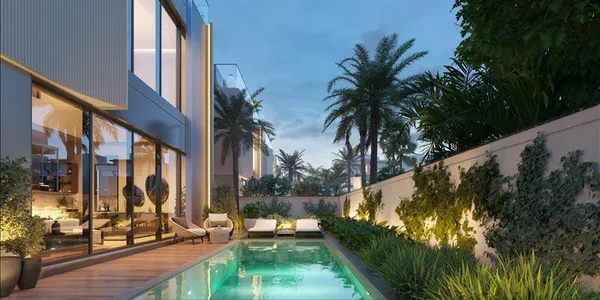 Новый комплекс таунхаусов Watercrest с бассейнами, Meydan, Дубай, ОАЭ