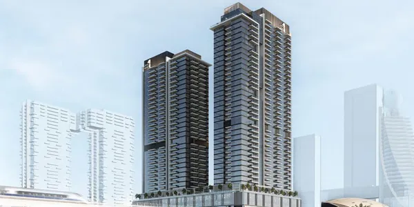 Новая резиденция Avenue Park Towers с бассейнами и парком рядом со станцией метро и международным аэропортом, Wasl 1, Дубай, ОАЭ