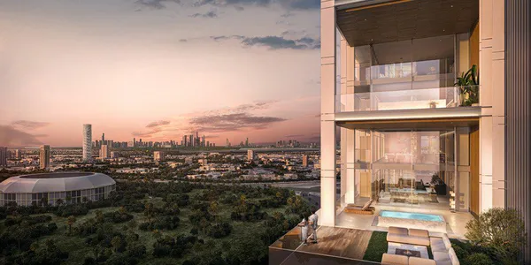 Двухуровневые апартаменты с собственными бассейнами в новой резиденции Sierra с садами и фитнес-пространствами, Motor City, Дубай, ОАЭ