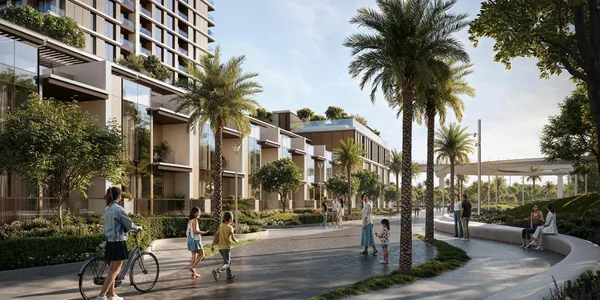 Новый высотный проект Lyvia с бассейнами, садом и детскими площадками, Dubai Creek Harbour, Дубай, ОАЭ