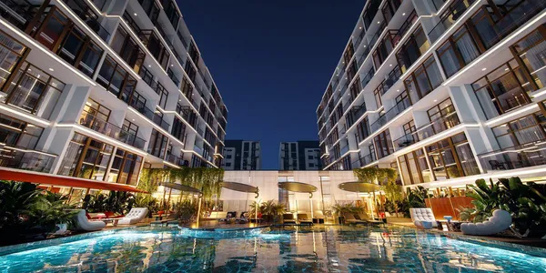 Новый комплекс меблированных квартир Vibe с бассейнами и коворкингом, Al Satwa, Дубай, ОАЭ