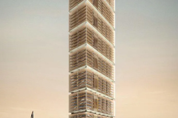 Новая высотная резиденция One by Binghatti с бассейнами и теннисным кортом в центральном районе Business Bay, Дубай, ОАЭ