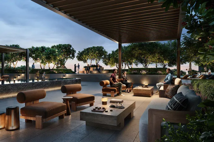 Таунхаусы с террасами на крыше в новой резиденции Altan с инфинити-бассейном, в престижном районе Green Gate District, Дубай, ОАЭ